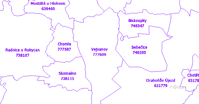 Katastrální mapa Vejvanov