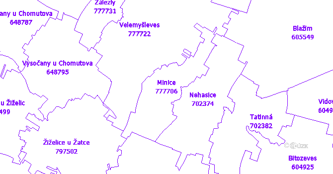Katastrální mapa Minice