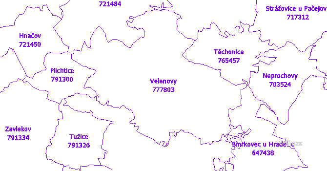 Katastrální mapa Velenovy