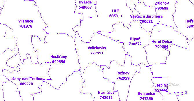 Katastrální mapa Velichovky