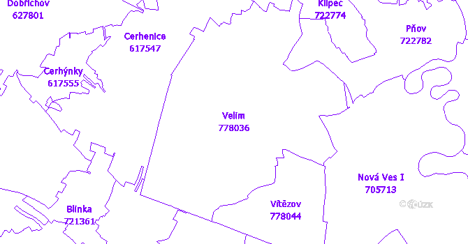 Katastrální mapa Velim