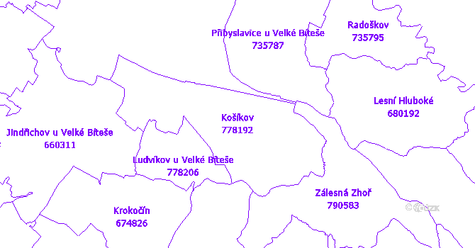 Katastrální mapa Košíkov