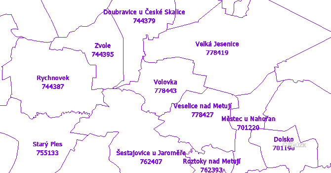 Katastrální mapa Volovka - přehledová mapa katastrálního území