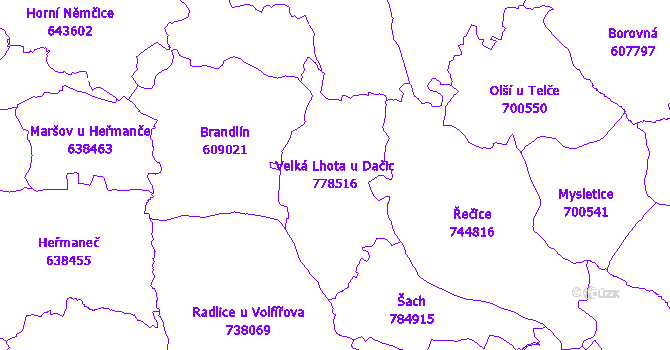 Katastrální mapa Velká Lhota u Dačic