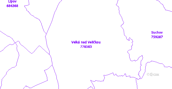Katastrální mapa Velká nad Veličkou - přehledová mapa katastrálního území