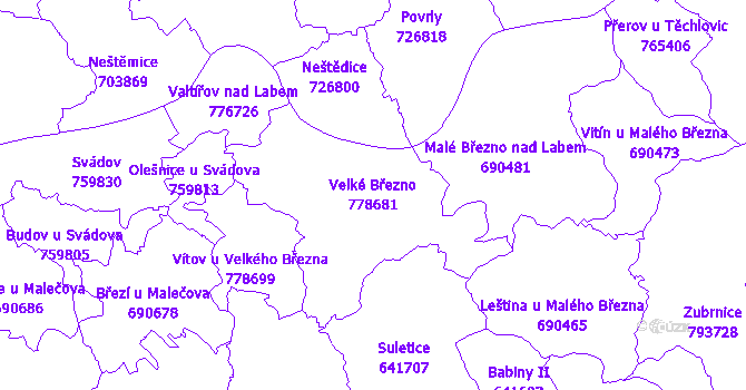 Katastrální mapa Velké Březno