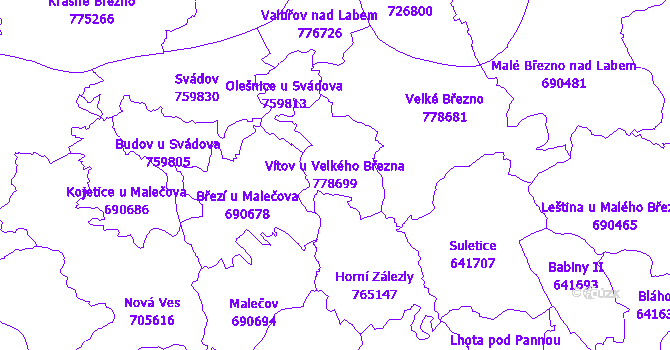 Katastrální mapa Vítov u Velkého Března