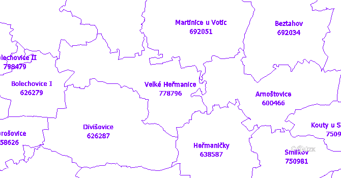 Katastrální mapa Velké Heřmanice