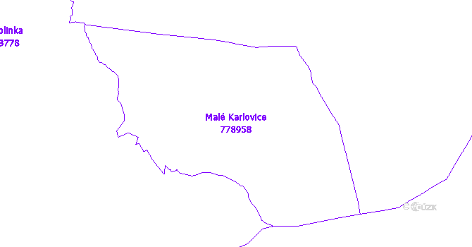 Katastrální mapa Malé Karlovice - přehledová mapa katastrálního území