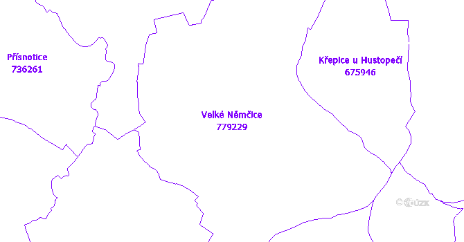 Katastrální mapa Velké Němčice - přehledová mapa katastrálního území