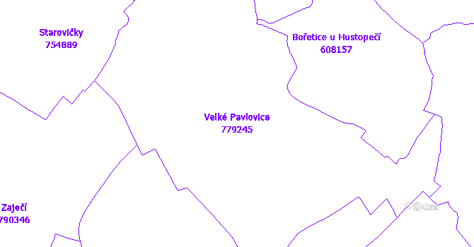 Katastrální mapa Velké Pavlovice - přehledová mapa katastrálního území