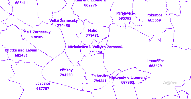 Katastrální mapa Michalovice u Velkých Žernosek - přehledová mapa katastrálního území