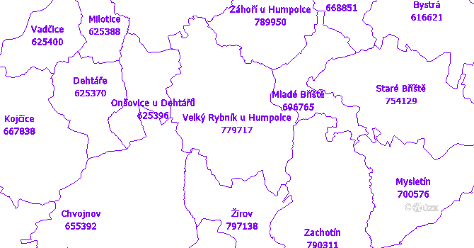 Katastrální mapa Velký Rybník u Humpolce