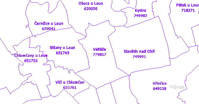 Katastrální mapa Veltěže