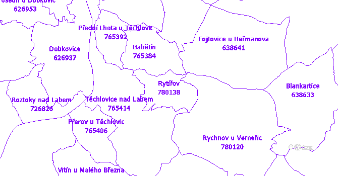 Katastrální mapa Rytířov - přehledová mapa katastrálního území