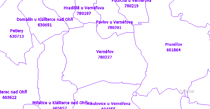 Katastrální mapa Vernéřov