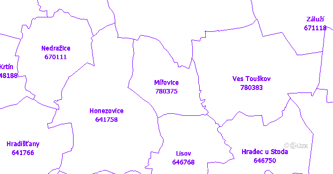 Katastrální mapa Mířovice