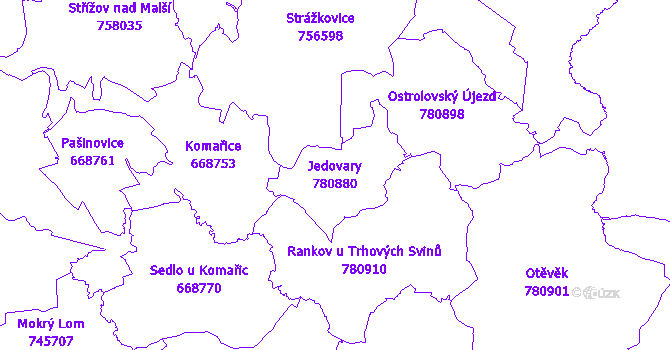Katastrální mapa Jedovary