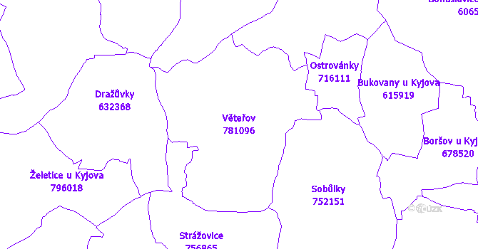 Katastrální mapa Věteřov