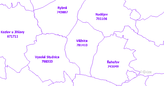 Katastrální mapa Věžnice