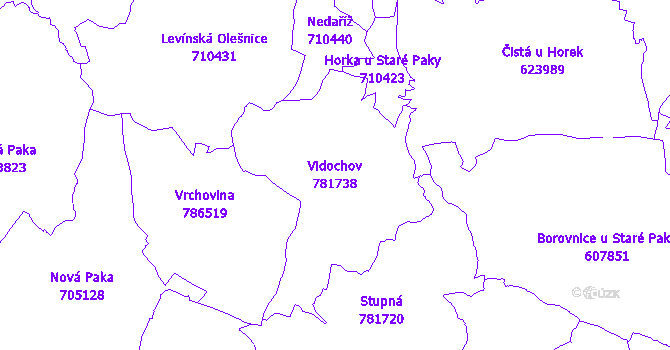 Katastrální mapa Vidochov
