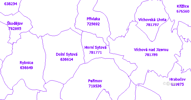 Katastrální mapa Horní Sytová - přehledová mapa katastrálního území