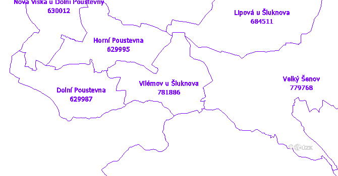Katastrální mapa Vilémov u Šluknova