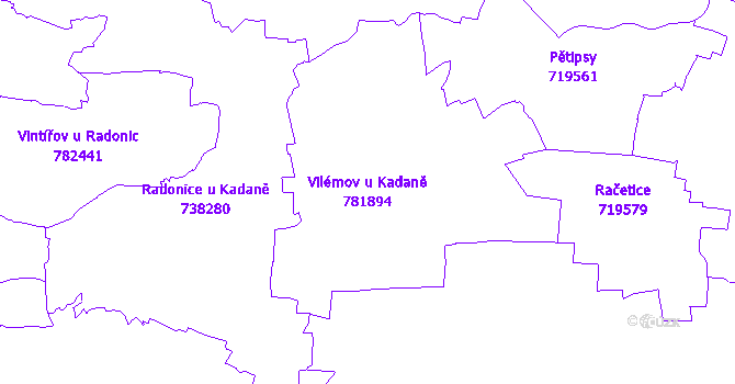 Katastrální mapa Vilémov u Kadaně - přehledová mapa katastrálního území