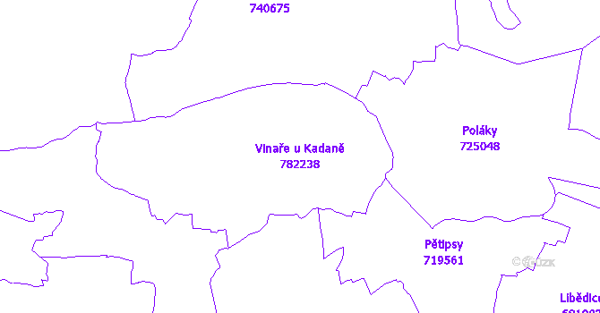 Katastrální mapa Vinaře u Kadaně - přehledová mapa katastrálního území