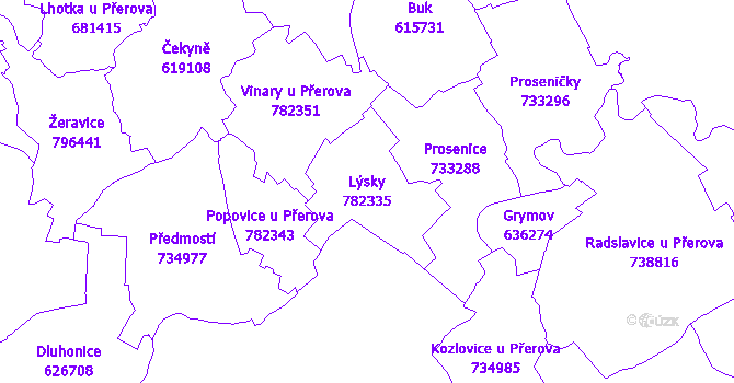 Katastrální mapa Lýsky