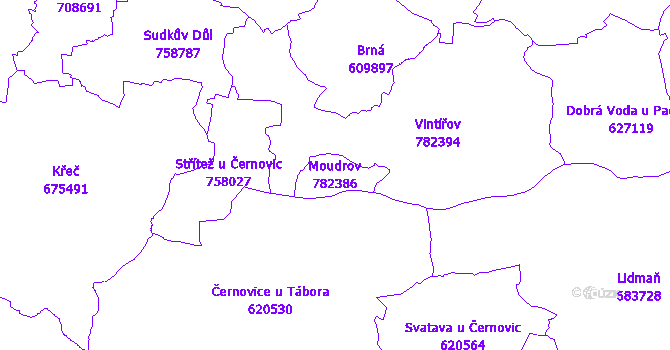 Katastrální mapa Moudrov