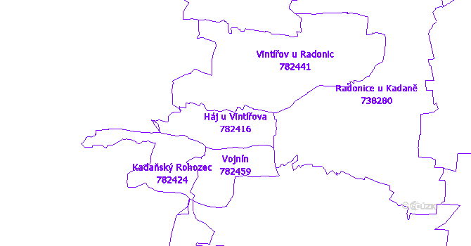 Katastrální mapa Háj u Vintířova - přehledová mapa katastrálního území