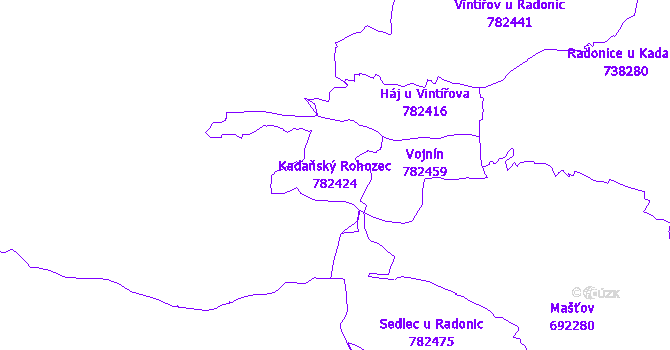 Katastrální mapa Kadaňský Rohozec - přehledová mapa katastrálního území