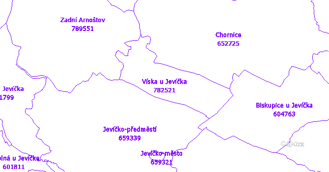 Katastrální mapa Víska u Jevíčka - přehledová mapa katastrálního území