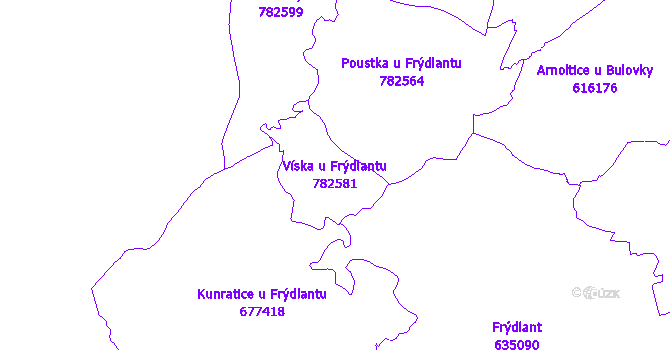 Katastrální mapa Víska u Frýdlantu - přehledová mapa katastrálního území