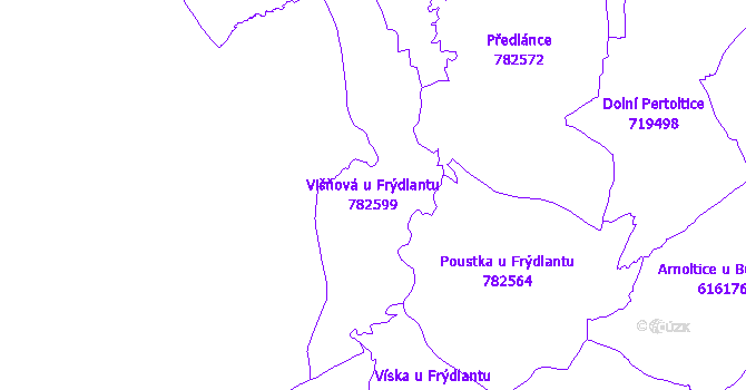 Katastrální mapa Višňová u Frýdlantu - přehledová mapa katastrálního území