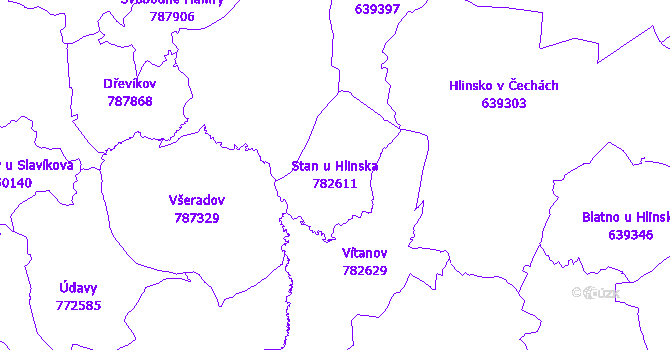 Katastrální mapa Stan u Hlinska - přehledová mapa katastrálního území