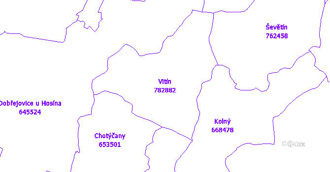 Katastrální mapa Vitín - přehledová mapa katastrálního území