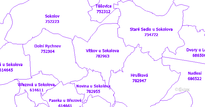 Katastrální mapa Vítkov u Sokolova - přehledová mapa katastrálního území