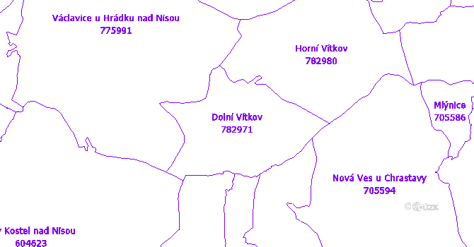 Katastrální mapa Dolní Vítkov - přehledová mapa katastrálního území