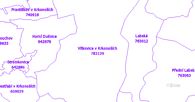 Katastrální mapa Vítkovice v Krkonoších - přehledová mapa katastrálního území