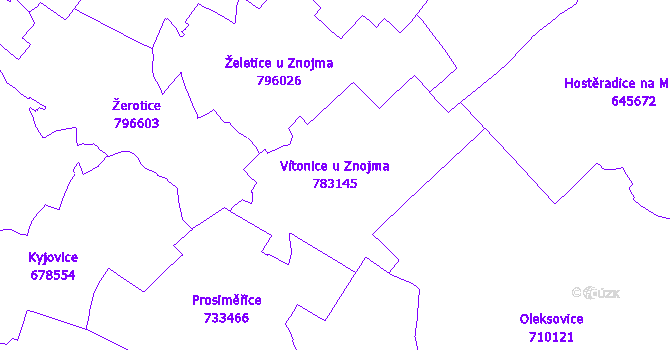 Katastrální mapa Vítonice u Znojma