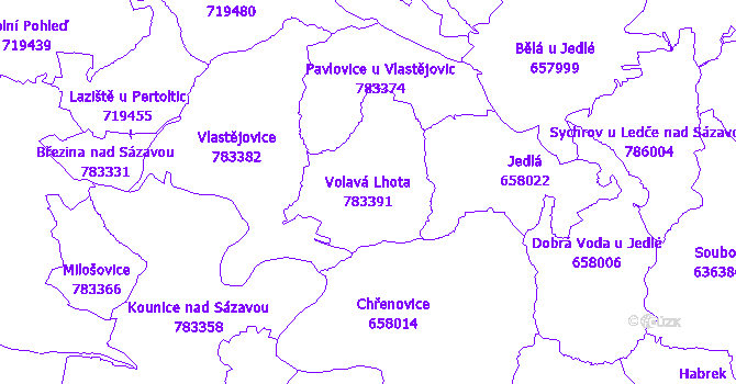 Katastrální mapa Volavá Lhota - přehledová mapa katastrálního území