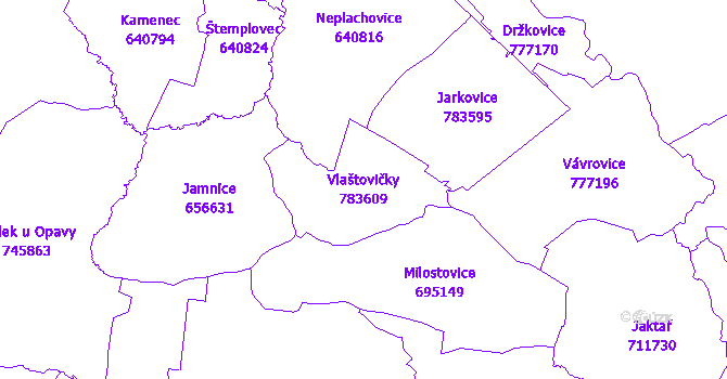 Katastrální mapa Vlaštovičky
