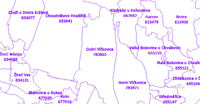 Katastrální mapa Dolní Vlčkovice