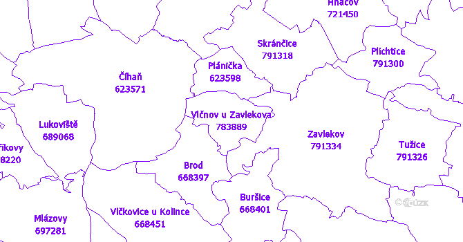 Katastrální mapa Vlčnov u Zavlekova
