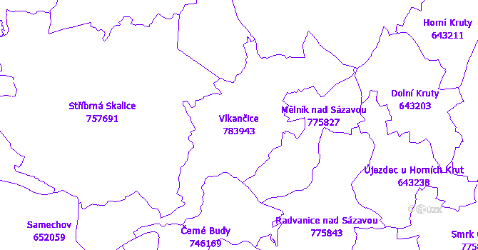 Katastrální mapa Vlkančice
