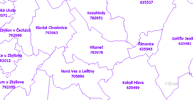 Katastrální mapa Vlkaneč