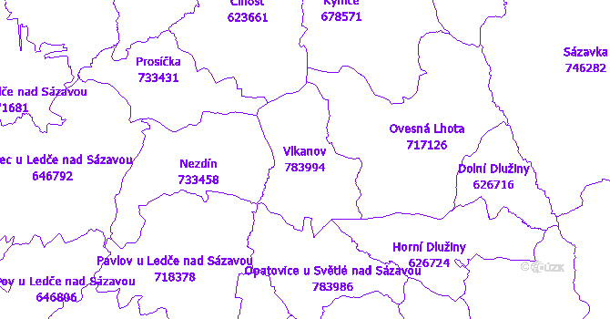 Katastrální mapa Vlkanov - přehledová mapa katastrálního území