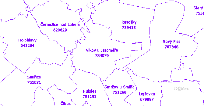 Katastrální mapa Vlkov u Jaroměře - přehledová mapa katastrálního území